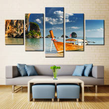 Enfeite de imagens 5 peças arte de parede cascata hd impressão imagens modulares para sala de estar decoração de casa imagens de paisagem 2024 - compre barato