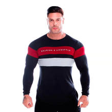 2021 New Men Long sleeves Elasticity Tight cotton t shirts Man casual Gyms Fitness Bodybuilding Jogger clothing Plus size M-XXXL 2024 - buy cheap
