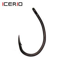 ICERIO 20pcs Matte Black Curved Shank Straight Eyes Carp Fishing Hook Yn High Carbon Steel Barbed Pop-up Rig Hooks 2024 - buy cheap
