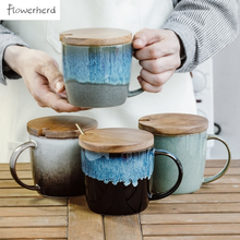 Caneca de café com tampa, caneca de café de cerâmica com tampa para chá, xícara de chá vintage para o café da manhã, leite, porcelana de cerâmica, utensílios de café 2024 - compre barato