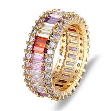 AIBEF High Quality Rainbow CZ Eternity Ring Bohemian Copper Rings For Women Party Wedding Bands Jewelry Gift Rhinestone Ring 2024 - buy cheap