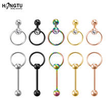 HONGTU-Piercing de acero quirúrgico 316L para mujer, Piercing de lengua CBR, Barbell, anillo de cuentas cautivas, aros, barras, joyería corporal de 14G, 1-5 Uds. 2024 - compra barato