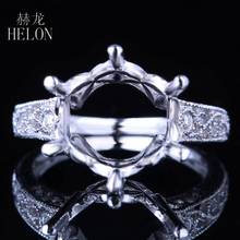 HELON-anillo de compromiso con grabado de diamantes naturales para mujer, sortija redonda de oro blanco de 10 quilates, color sólido, 11-12mm, el mejor regalo de cumpleaños 2024 - compra barato