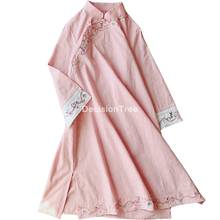 2022 chinese cheongsam qipao cheongsam modern cotton and linen cheongsam elegant embroidery long dress traditional chinese qipao 2024 - buy cheap