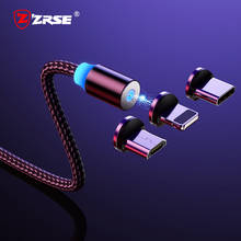 Магнитный Micro USB кабель ZRSE для iPhone, samsung, 3 в 1, usb type C, мобильный телефон, зарядный кабель, usb C, магнитное зарядное устройство, провод 2024 - купить недорого