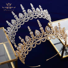 Tiaras de casamento com zircônia, cabeça de coroa de cristal, acessório para cabelo, roupa para casamento 2024 - compre barato