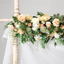 Flores artificiales de seda, decoración de hojas verdes para plan de boda, con material, fila de flores falsas, arco de decoración, soporte de pared personalizado 2024 - compra barato