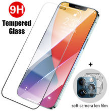 9h protetor de tela para iphone 11 x xs xr 6s 8 7 plus se 2in1 transparente vidro + lente filme para iphone 12 pro max telefone vidro 2024 - compre barato