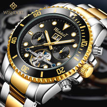 Relógio mecânico masculino wishdoit, relógio de pulso automático em aço inoxidável com resistência à água e estiloso de negócios, novo, 2021 2024 - compre barato