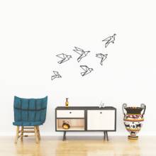Геометрический оригами птицы; настенная роспись, съемные обои, виниловые наклейки для офиса гостиной домашний Декор (S31) 2024 - купить недорого