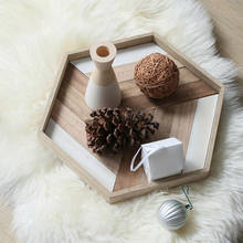 Nordic Dessert Plate Wooden Serving Tray Afternoon Tea Time Coffee Cake Plates Hexagonal Round Desserts Food Organizer Platter 2024 - buy cheap