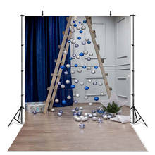 Plano de fundo de natal para fotografia, adereço de cortina azul bola prateada decoração de natal para estúdio fotográfico 2024 - compre barato