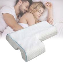 Almohada Cervical de espuma viscoelástica de bambú para dormir, cojín transpirable para parejas, diseño de arco 2024 - compra barato