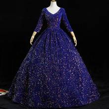 Sequin Quinceanera Dresses 2021 Long Sleeve Party Dress Luxury V-neck Prom Vintage Ball Gown Robe De Bal Vestidos 2024 - buy cheap