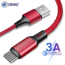 ESVNE 3A Nylon Usb Type C Cable For Samsung S10 S9 S8 Huawei Usb C Cable Fast Charge Usb Type-c Cable For Xiaomi Redmi Note 7 2024 - buy cheap
