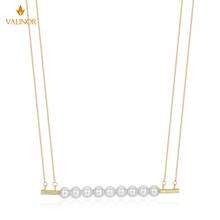 Colar de pérolas feminino uma palavra grânulo corrente 18k concha grânulo simples colar 925 prata esterlina hm057 2024 - compre barato