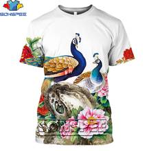 Camiseta con estampado 3d Harajuku para hombre y mujer, ropa informal a la moda, con estampado de animales, aves, pavo real, divertida, de cuello redondo 2024 - compra barato