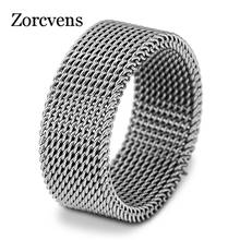 ZORCVENS Woven Mesh Ring 316L Stainless Steel Rings for Men Women Trendy Unisex Couple Jewelry Flat Chain Band Hot Gift 2024 - купить недорого