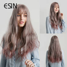 ESIN Ombre Brown Synthetic Wigs Long Natural Wave Heat Resistant Hair Dark Root Cosplay Wig For Black/White Women 2024 - buy cheap