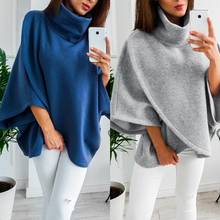 Sudadera con cuello alto para mujer, Poncho cruzado de murciélago, abrigo cálido, capa, moda de invierno, novedad 2024 - compra barato