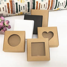 Caixa de presente artesanal em papel kraft, caixa de pvc branca, marrom e preta com janela em pvc, 24 peças 2024 - compre barato
