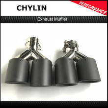 A Pair Left and right Y Style Model Dual Carbon fiber stainless steel universal Auto exhaust tip Double end Tip For Ak 2024 - buy cheap