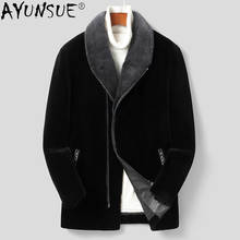 AYUN-Chaqueta gruesa de lana auténtica para hombre, abrigo de piel de visón, de lujo, LXR760, 2020 2024 - compra barato