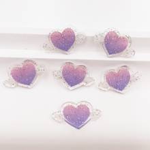 Glitter Resin Kawaii Colorful Purpl LOVE Wing Flatback Rhinestone Acrylic Sheet 10 Pcs Scrapbook DIY Crystal Decor Craft 2024 - buy cheap