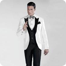 Handsome One Button Groomsmen Peak Lapel Groom Tuxedos Men Suits Wedding/Prom Best Man Blazer ( Jacket+Pants+Tie+Vest) 961 2024 - buy cheap