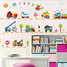 Adesivo de parede de carro 3d para crianças, adesivo de carro para quarto infantil, decalque para parede do quarto, janela, pôster 3d 2024 - compre barato