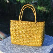 Bolsa de ombro trança alga marinha, bolsa nova versão tailandesa para mulheres, moda retrô em rattan, bolsa de praia de turista 2024 - compre barato