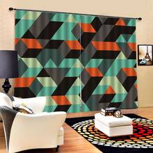 green geometric curtains 3D Blackout Curtains For Living room Bedding room Drapes Cotinas para sala  Drapes Cortinas 2024 - buy cheap