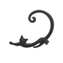 1PCS Punk Style Silver Plated Cat Post Earring With Ear Cuff Rock Animal Black Stud Earring Women 2022 Ear Wrap 2024 - buy cheap