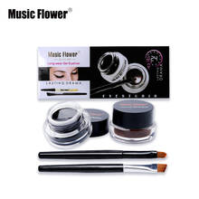 Music Flower Best 2 In 1 Brown + Black Eyeliner Gel Make Up Water-proof Eye Liner Kit Eye Makeup Cream  2 Cosmetics Brushes Tool 2024 - buy cheap