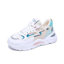 Zapatillas de deporte con plataforma para mujer, zapatos deportivos gruesos informales coreanos, Tenis vulcanizados blancos, 2021 2024 - compra barato