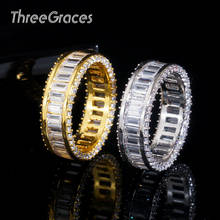 ThreeGraces 2020 Hot Sale Women Engagement Big Round Rings AAA Cubic Zirconia Stone Yellow Gold Color Wedding Band Jewelry RG118 2024 - buy cheap