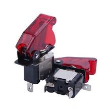 2 peças led vermelho spst botão de alavanca controle on/off 12v 20a com capa de segurança