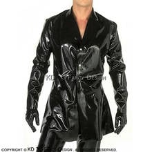 Black Sexy Long Latex Jacket With Buttons Front Rubber Coat Clothing Clothes YF-0071 2024 - buy cheap