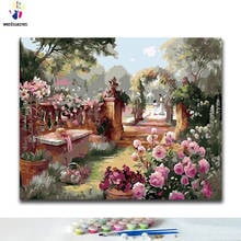 Pintura por números de paisagem da cidade, pinturas por números com kits 40x50 emolduradas diy 2024 - compre barato