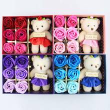 6Pcs Artificial Soap Rose Flower Bear Doll Valentine Day Gift Party Decoration 2024 - buy cheap