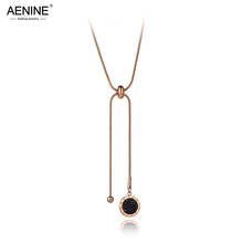 AENINE Office Style Stainless Steel Roman Numerals Clay Crystal Pendant Necklaces For Women Adjustable Chain Necklace AN19178 2024 - buy cheap