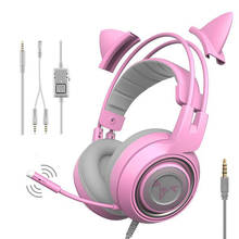 Somic-fone de ouvido com fio g951s g952, headset gamer rosa com microfone, estéreo, 3.5mm para pc e ps4 2024 - compre barato
