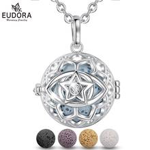 Eudora pingente de esfera de flor de estrela, colar com difusor de medalhão para aromaterapia, pedra vulcânica de lava, joias finas k368 2024 - compre barato