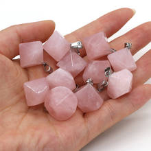 1Pcs Natural Stone Pendant Section Polygon Pink Crystal Pendant For Jewelry Making DIY Necklace Bracelet Earrings Accessory 2024 - buy cheap