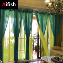 Southeast Asian Pastoral Style Double-Layer Two Color Solid Tulle Drape Balcony Gauze Partition Curtains For Living Room MY239-3 2024 - buy cheap