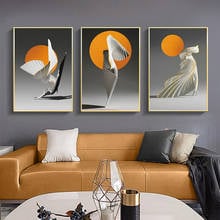 Креативный абстрактный оранжевый солнце Холст плакат настенная живопись скандинавские плакаты и принты настенные картины для гостиной домашний декор 2024 - купить недорого