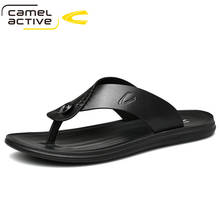 Camel Active 2021 New Leather Mens Flip Flops Comfortable Slippers Summer Sandals Men Shoes Breathable Flats Outdoor Beach Shoes 2024 - buy cheap