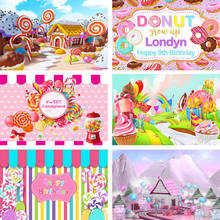 Avezano festa de aniversário pano de fundo do bebê doce candyland donut bolo recém-nascido fotografia fundo photo studio photozone decoração 2024 - compre barato