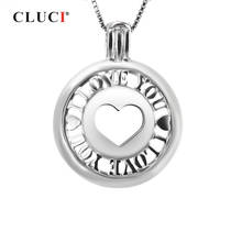CLUCI Silver 925 Valentines Charms Jewelry Round Love Women Pendant for 925 Sterling Silver Love Wish Pearl Locket Gift SC184SB 2024 - buy cheap