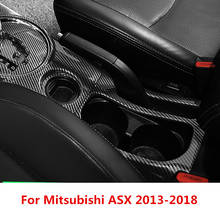 Carbon Fiber Printed Car Handbrake Drink Holder Panel Sticker Cover Trim for Mitsubishi ASX 2013 2014 2015 2016 2017 2018 2024 - buy cheap